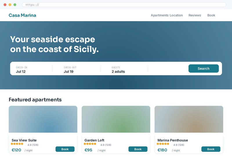 Travel & hospitality — anteprima progetto demo